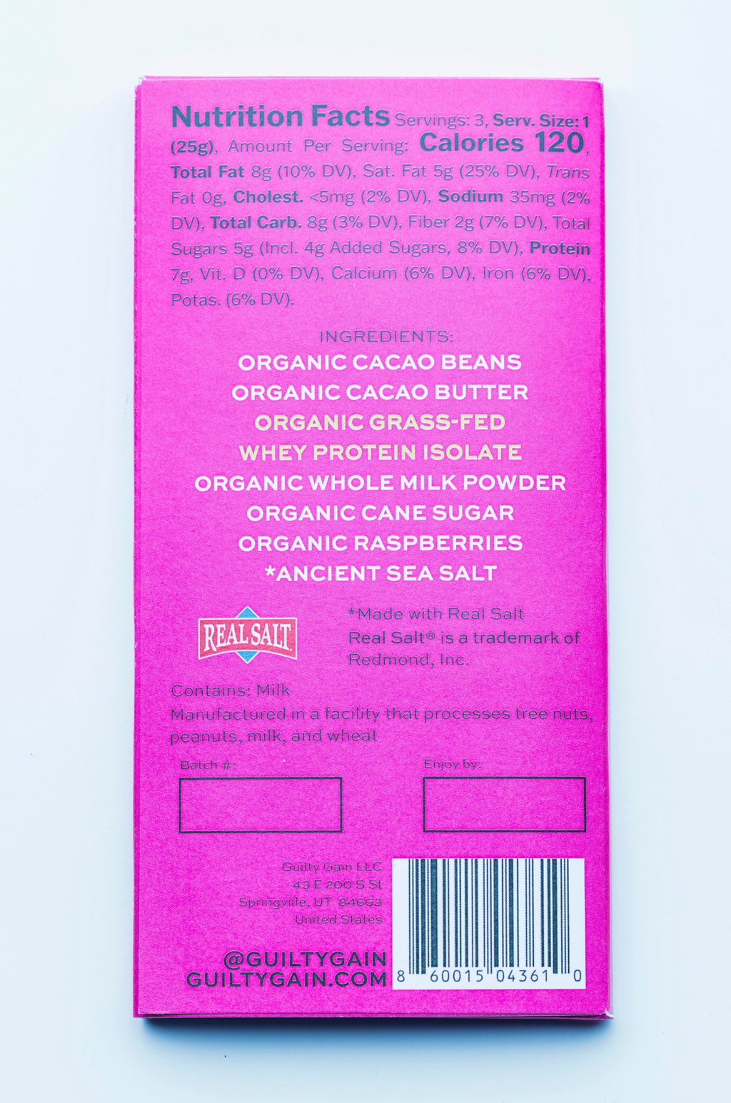 48% Milk Chocolate (Raspberry)    20g protein