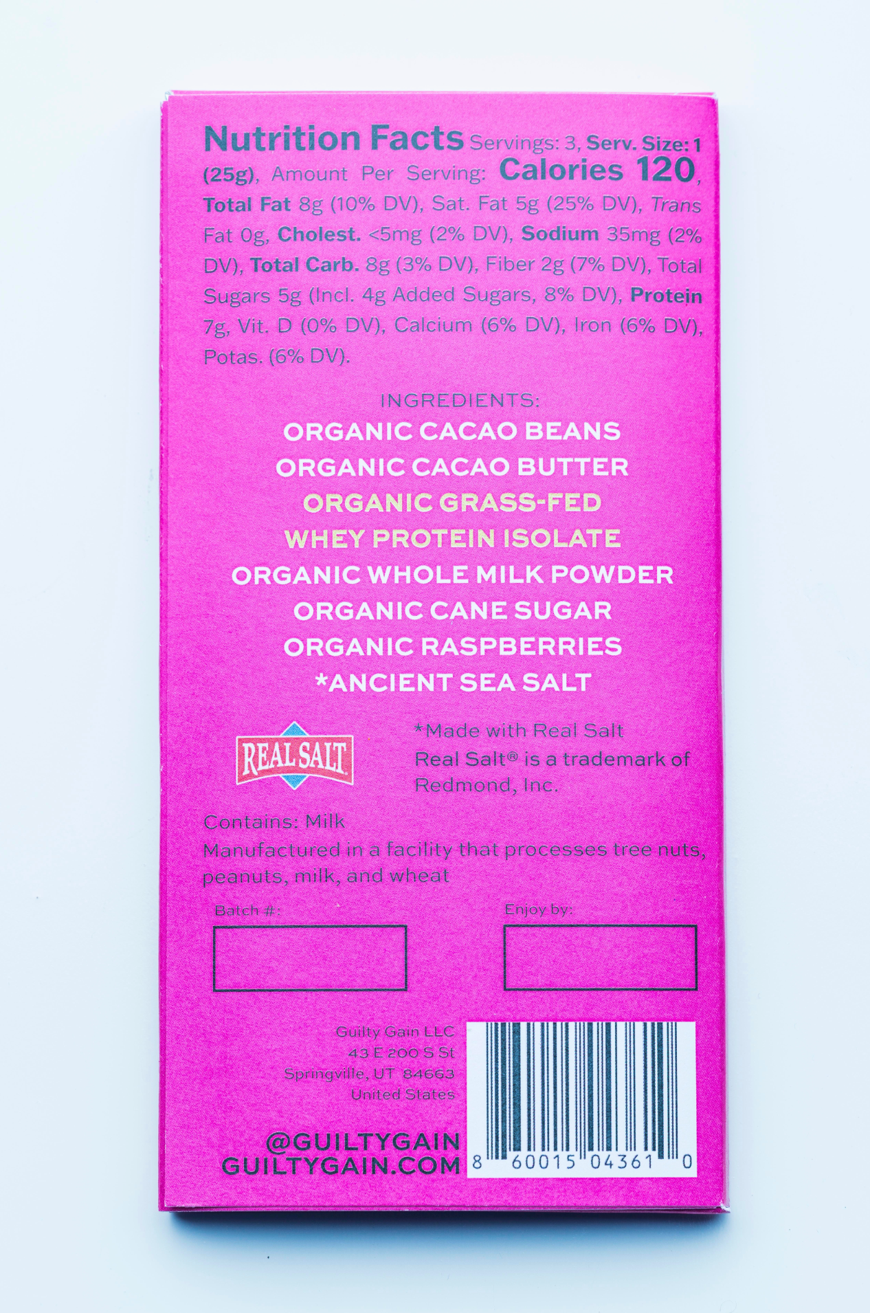 48% Milk Chocolate (Raspberry)    20g protein